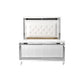 Quinn Modern Queen Size Bed Back Lit LED Headboard Crisp White Finish By Casagear Home BM295845