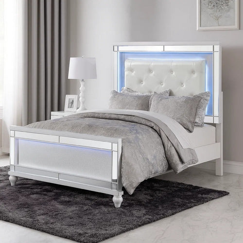 Quinn Bed | Queen | LED Backlit Headboard | Crisp White Finish