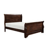 Transitional Queen Sleigh Style Bed, Dark Wood Frame, Cherry Brown Finish By Casagear Home