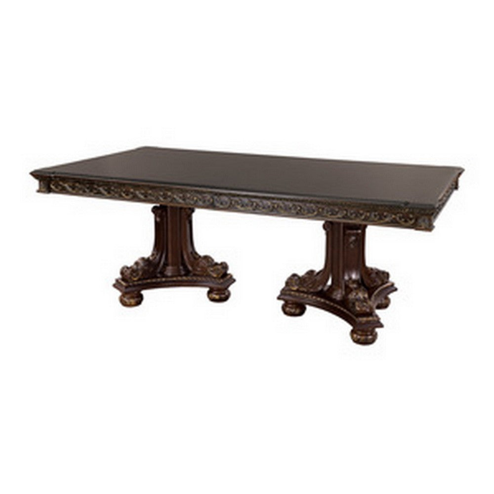 Finn Dining Table | 84–112" | Extendable | Dual Pedestal | Brown