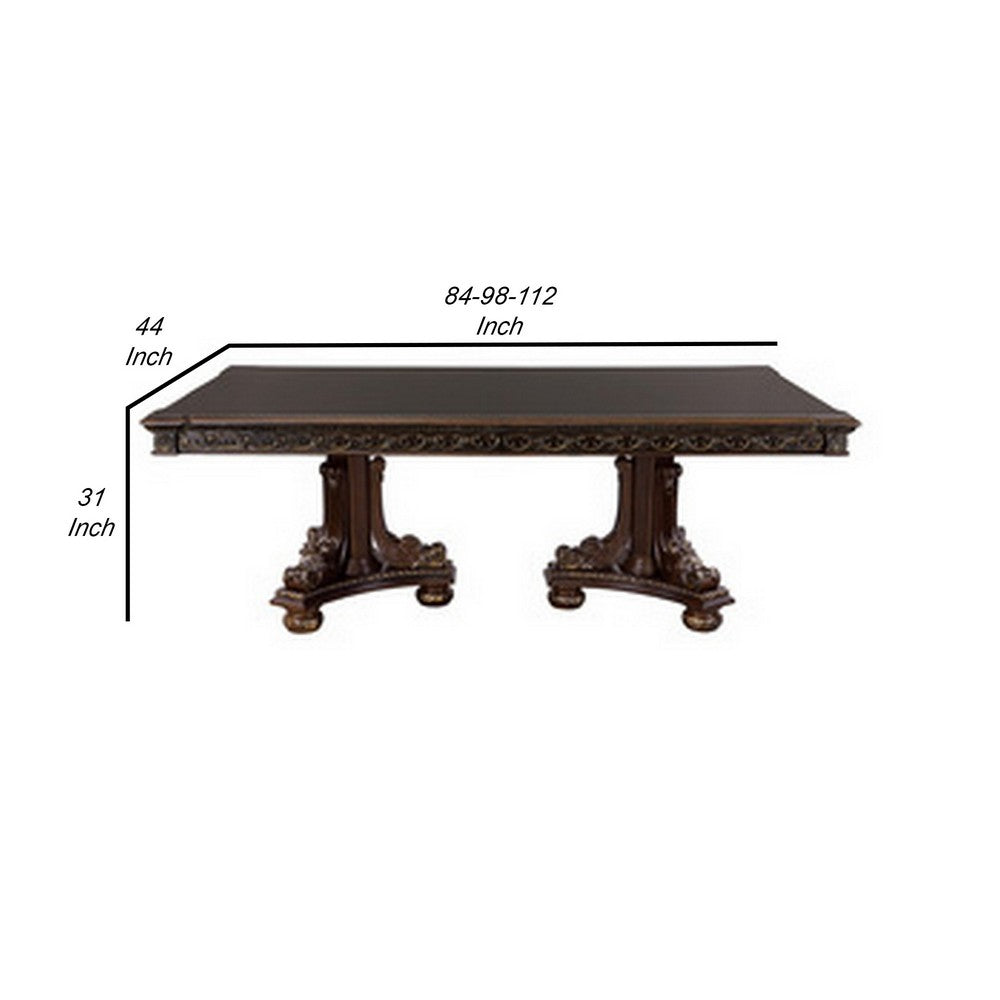 Finn Dining Table | 84–112" | Extendable | Dual Pedestal | Brown