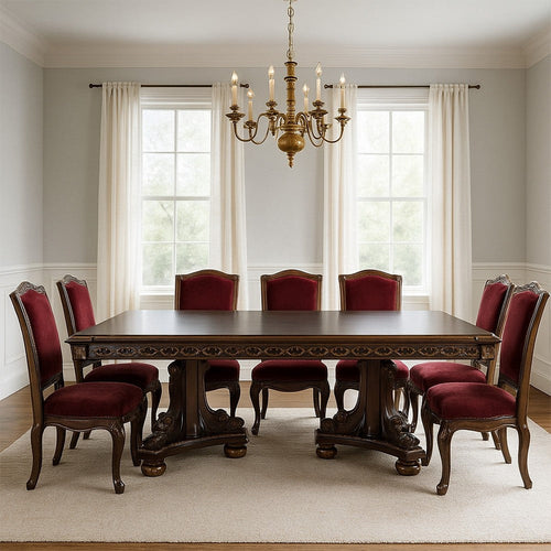 Finn Dining Table | 84–112" | Extendable | Dual Pedestal | Brown