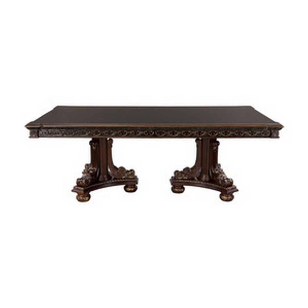 Finn Dining Table | 84â€“112" | Extendable | Dual Pedestal | Brown