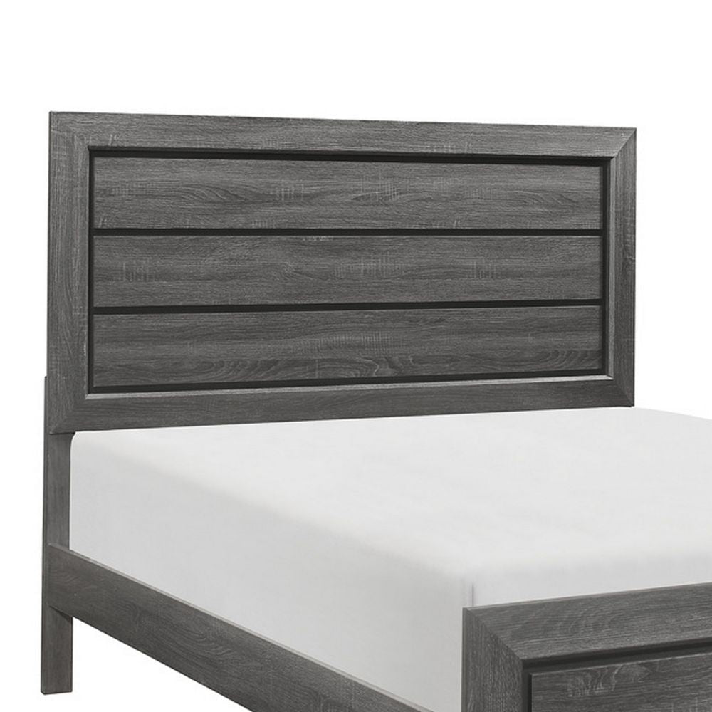 Erin Contemporary Full Bed Embossed Faux Wood Veneer Smooth Gray Finish By Casagear Home BM295850