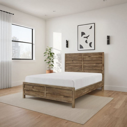 Zane Queen Bed | Plank Design | Weathered Pine Veneer