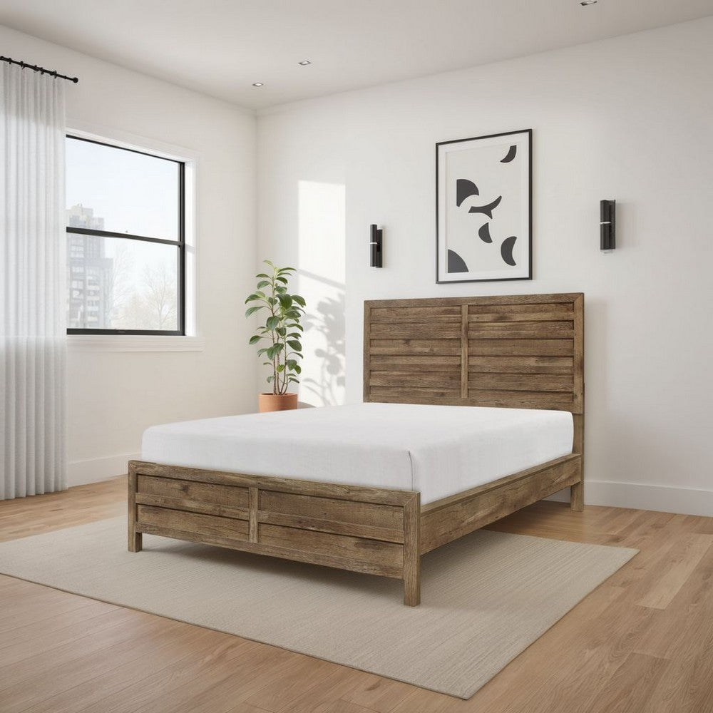 Zane Queen Bed | Plank Design | Weathered Pine Veneer