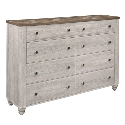 Liam Dresser | 61" | 2 Drawers | Rustic White & Brown Wood