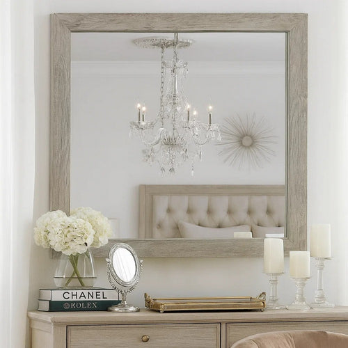Zane Mirror | 39" | Square Frame | Weathered Gray Veneer