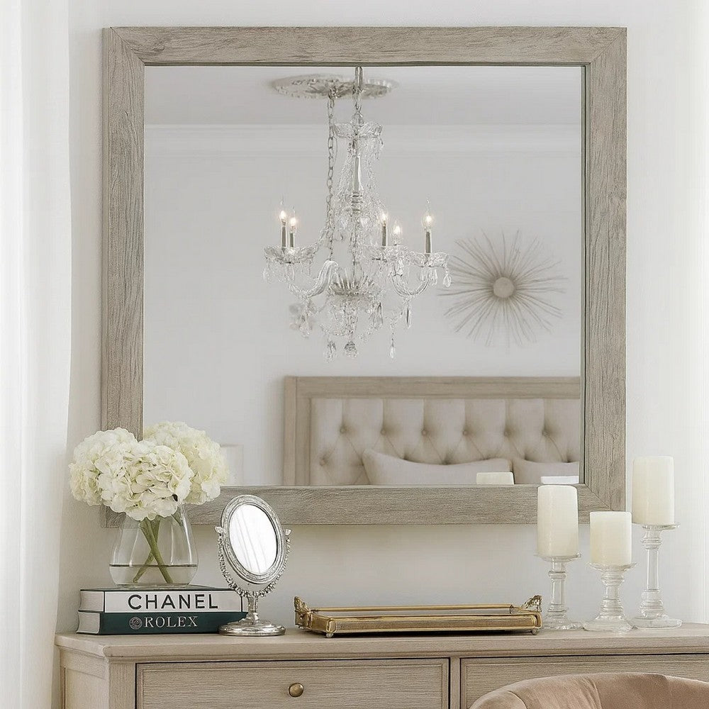 Zane Mirror | 39" | Square Frame | Weathered Gray Veneer