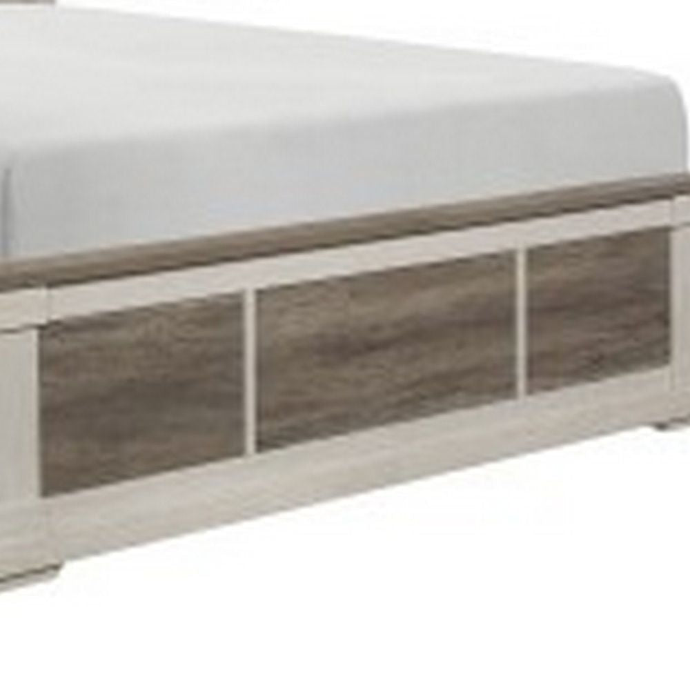 Caro Classic Queen Bed Minimalist Design Two Toned Weathered Gray White By Casagear Home BM295900