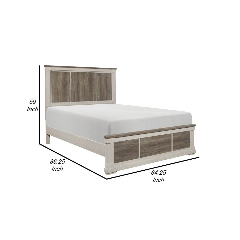 Caro Classic Queen Bed Minimalist Design Two Toned Weathered Gray White By Casagear Home BM295900