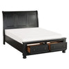 Bency Queen Sleigh Style Platform Bed 2 Drawer Footboard Bun Legs Black