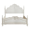 Princess Full Size Bed Floral Motif Carvings Finial Accents Antique White By Casagear Home BM295916