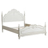 Princess Full Size Bed, Floral Motif Carvings, Finial Accents Antique White By Casagear Home