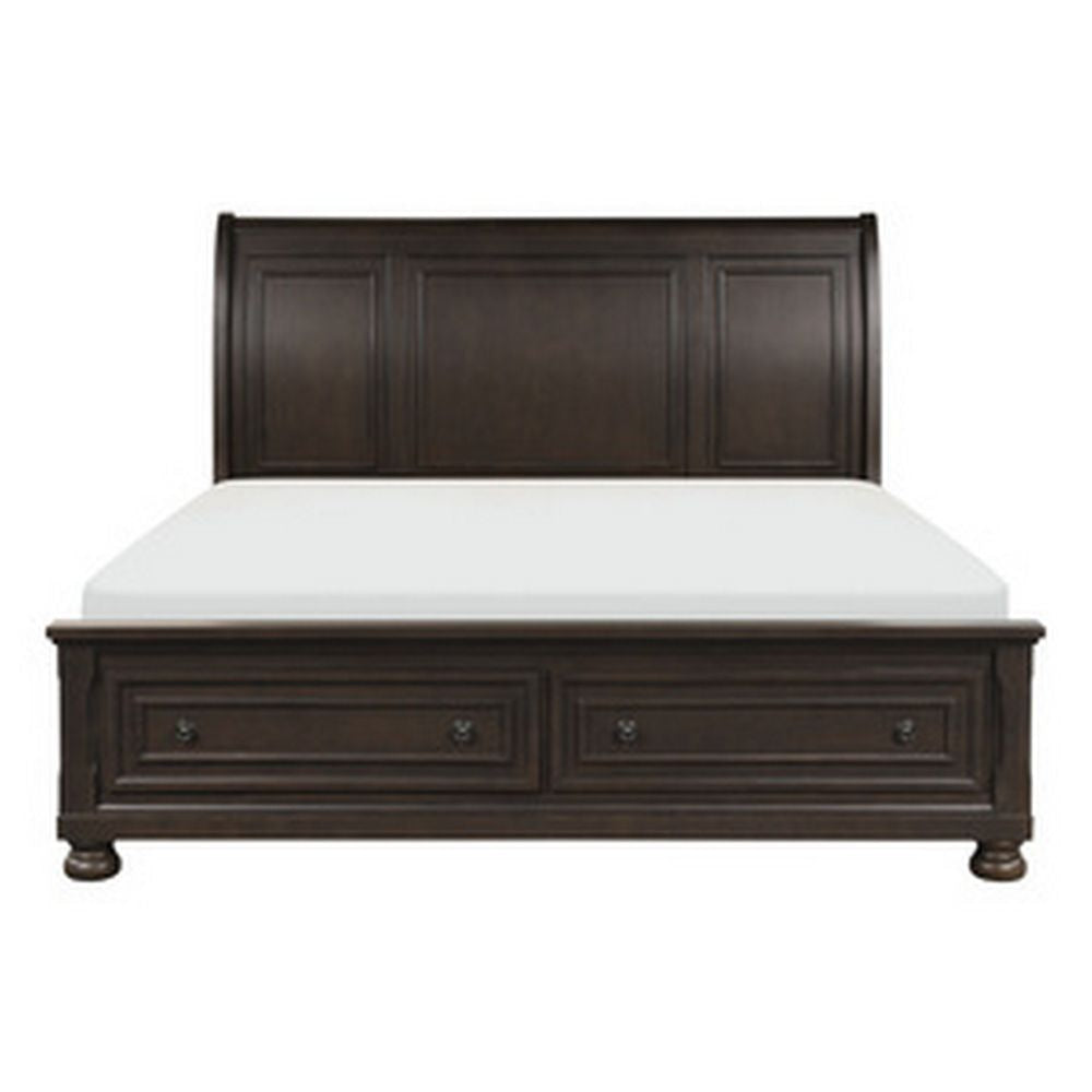 Cappi Classic Queen Platform Bed 2 Storage Drawer Footboard Brown Wood BM295936