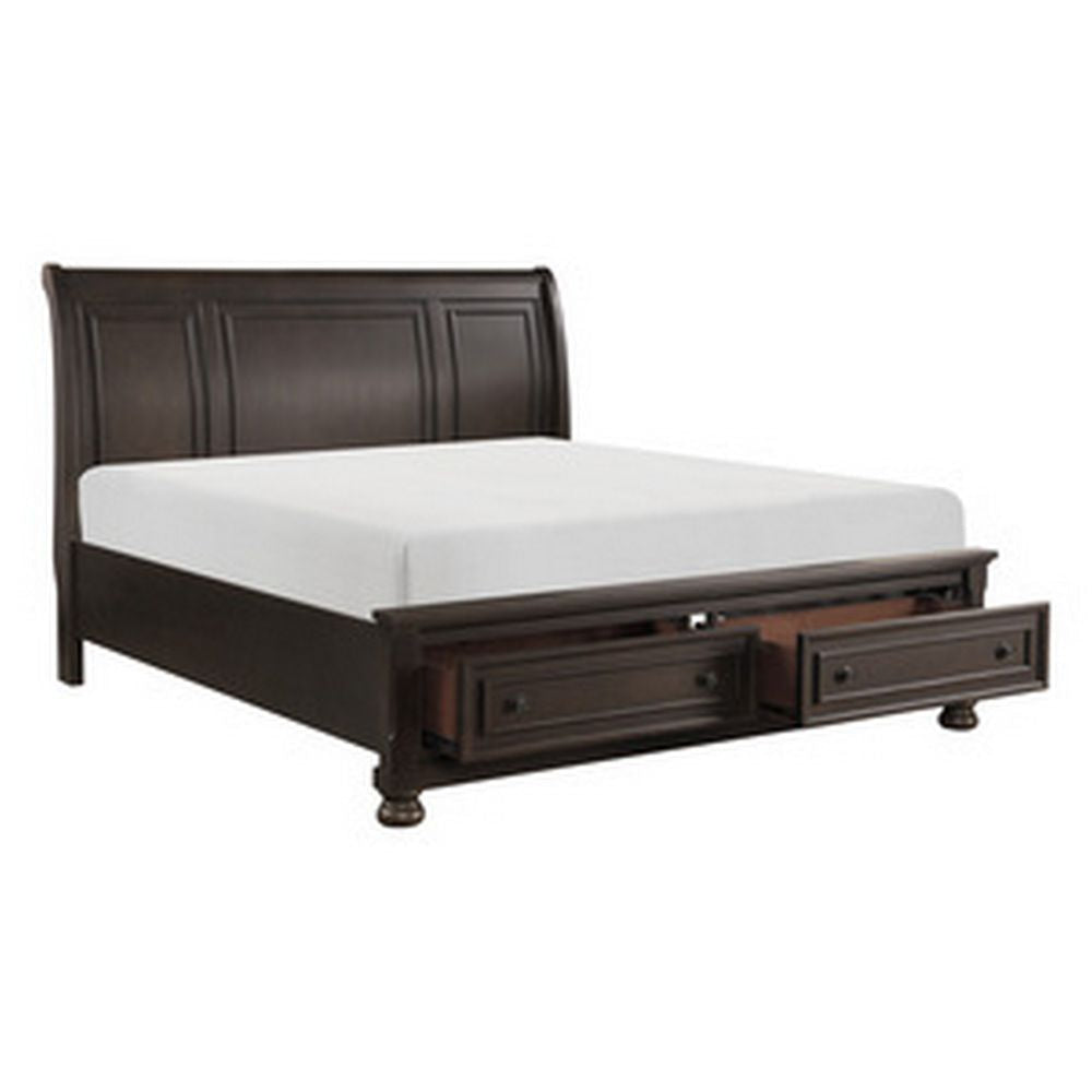 Cappi Classic Queen Platform Bed 2 Storage Drawer Footboard Brown Wood BM295936