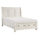 Bency Queen Sleigh Style Platform Bed, 2 Drawer Footboard, Bun Legs, White