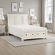 Bency Queen Sleigh Style Platform Bed, 2 Drawer Footboard, Bun Legs, White