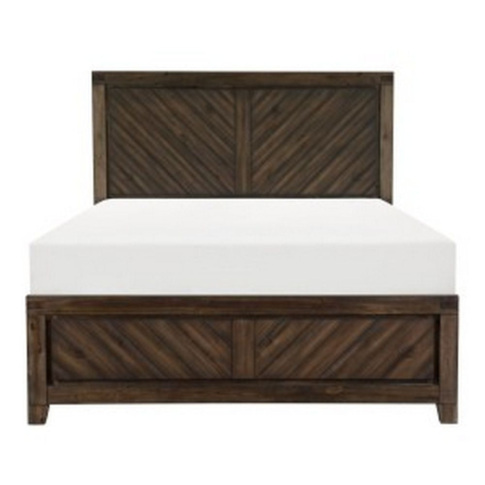 Bitsy Modern Queen Bed Angled Plank Design Tapered Legs Espresso Finish By Casagear Home BM295942