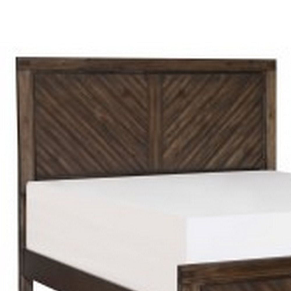 Bitsy Modern Queen Bed Angled Plank Design Tapered Legs Espresso Finish By Casagear Home BM295942