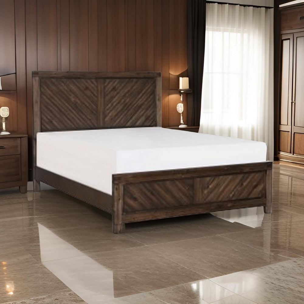 Bitsy Modern Queen Bed Angled Plank Design Tapered Legs Espresso Finish By Casagear Home BM295942