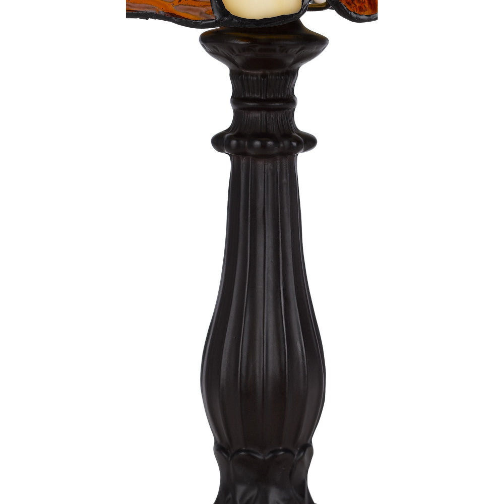 Eli 14 Inch Accent Lamp Scalloped Stained Tiffany Style Shade Dark Bronze By Casagear Home BM295954