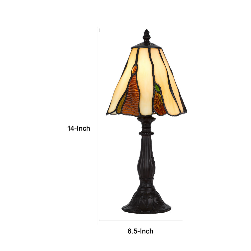 Eli 14 Inch Accent Lamp Scalloped Stained Tiffany Style Shade Dark Bronze By Casagear Home BM295954