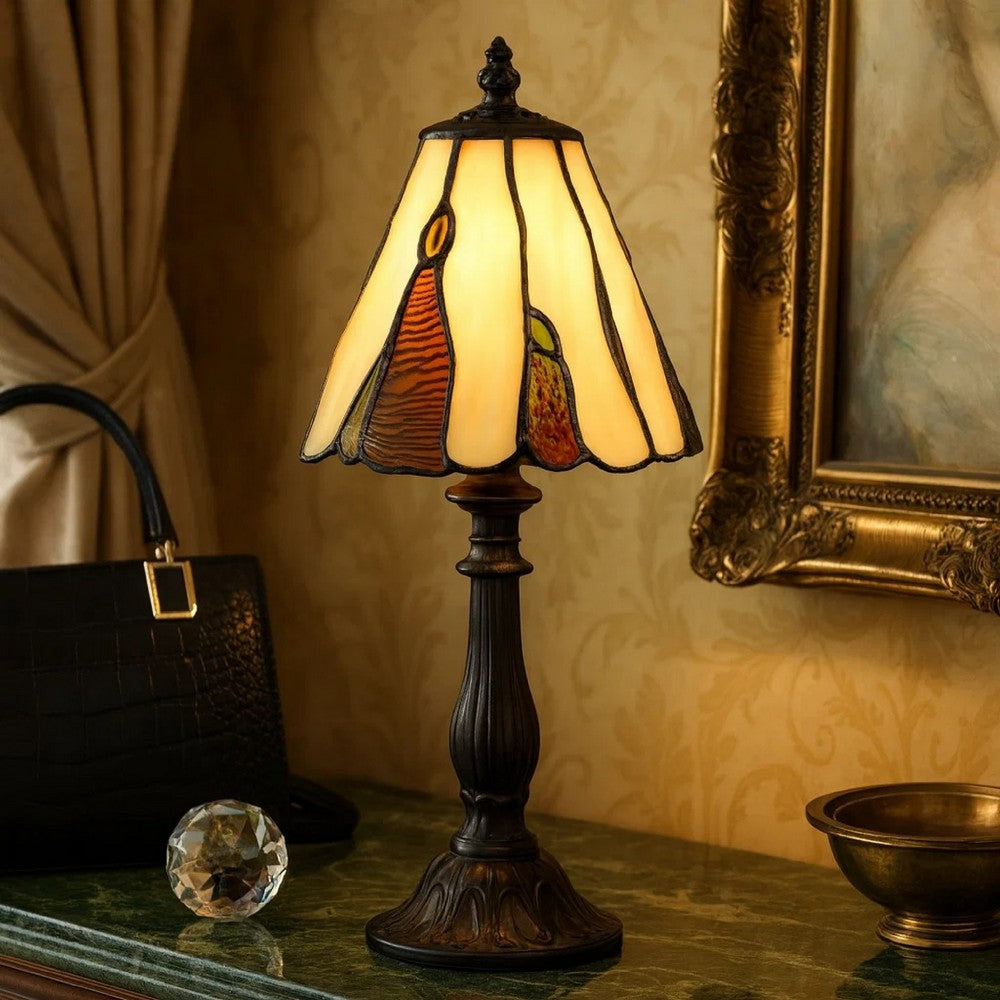 Eli Accent Lamp | 14" | Scalloped Tiffany Shade | Dark Bronze
