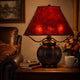 Table Lamp | 20" | Amber Mica Shade | Upturned Arms | Vintage Red