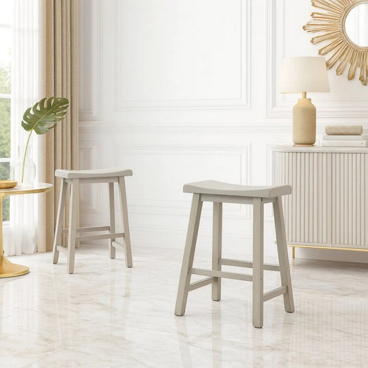Counter Stool Set of 2 | 24" | Saddle Seat | Ergonomic | Gray