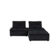 Nob Sectional Sofa Set | 80" | 3 Piece | Tufted Black Velvet