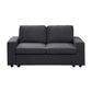 Abe 68 Inch Modern 2 Seater Loveseat Dark Gray Linen Black Wood Legs By Casagear Home BM296008