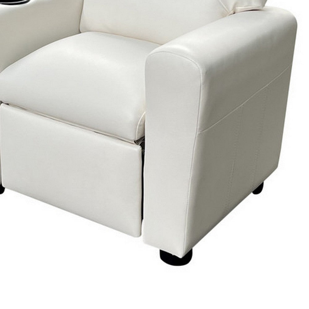 Nik Youth Recliner Chair Cup Holder Padded Seat and Back White BM296012