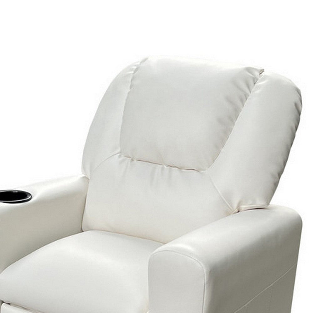 Nik Youth Recliner Chair Cup Holder Padded Seat and Back White BM296012