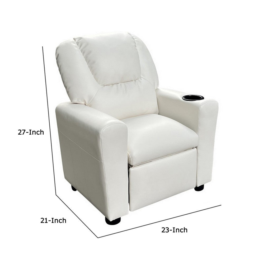 Nik Youth Recliner Chair, Cup Holder, Padded Seat and Back, White