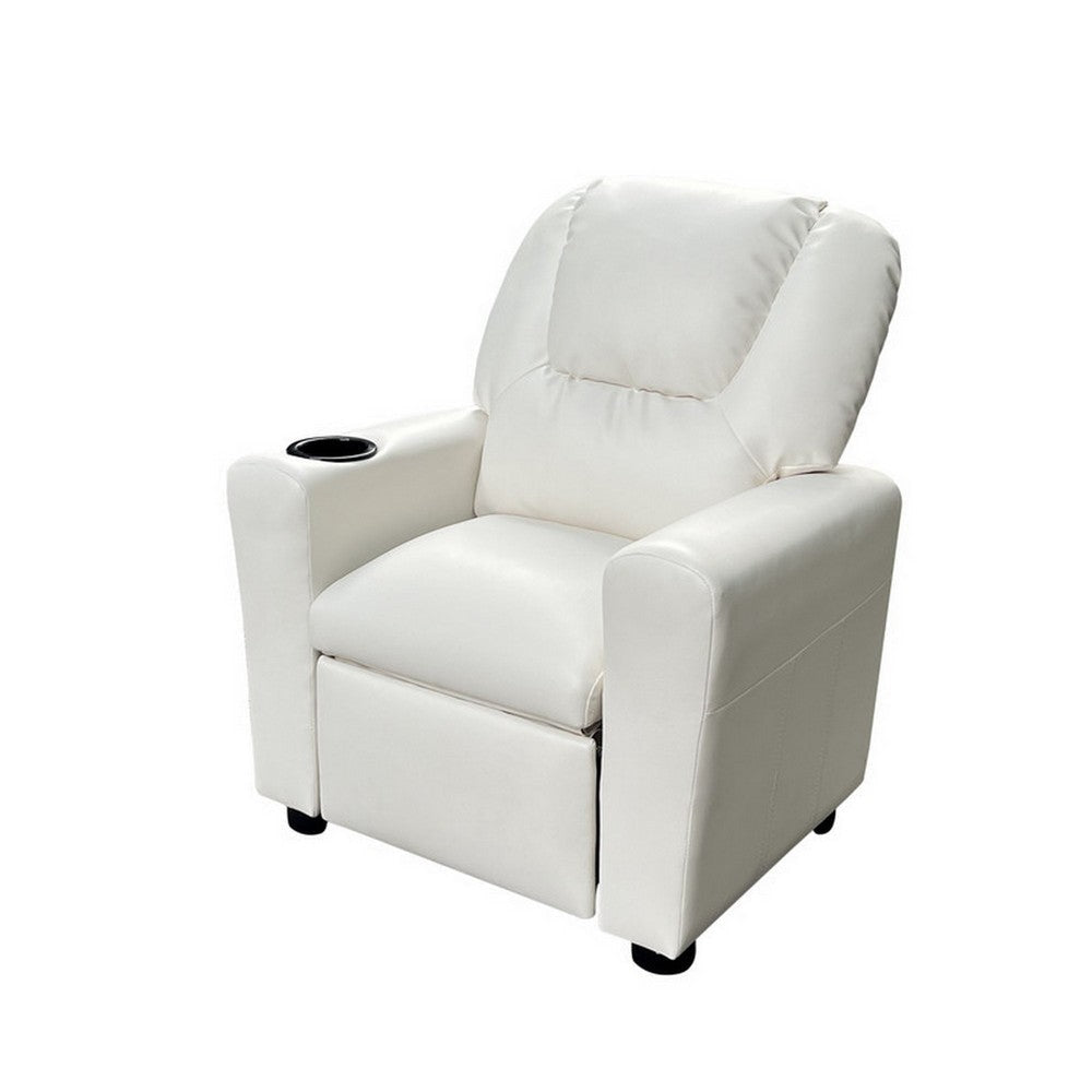 Nik Youth Recliner Chair, Cup Holder, Padded Seat and Back, White