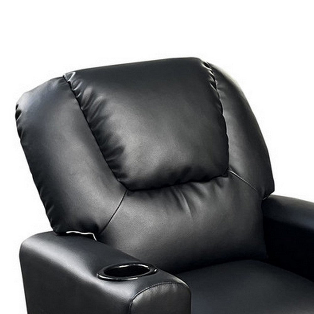 Nik Youth Recliner Chair Cup Holder Padded Seat and Back Black BM296013