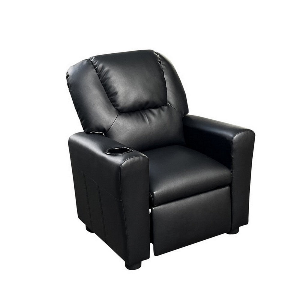 Nik Youth Recliner Chair, Cup Holder, Padded Seat and Back, Black