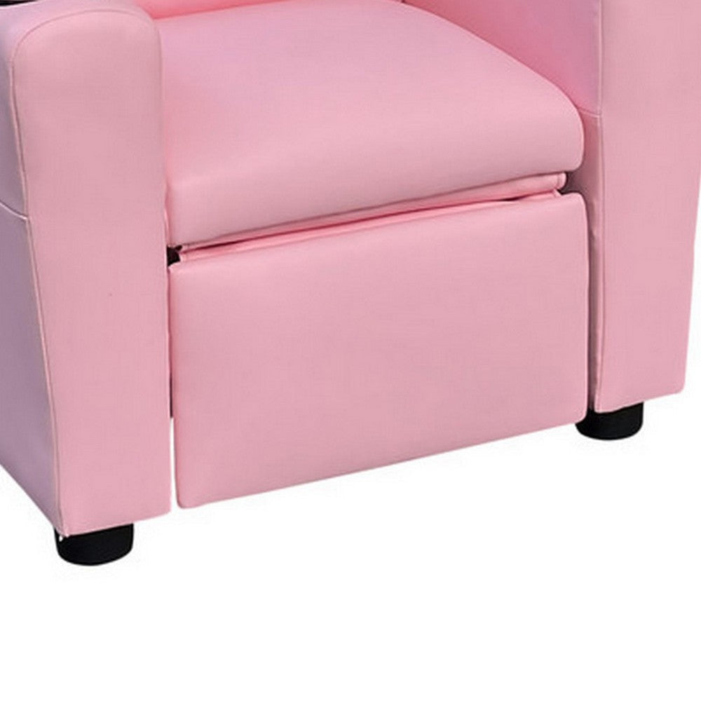 Nik Youth Recliner Chair Cup Holder Padded Seat and Back Pink BM296014