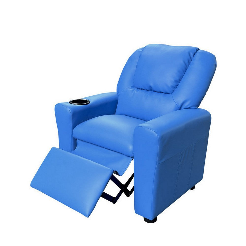Nik Youth Recliner Chair Cup Holder Padded Seat and Back Blue BM296015