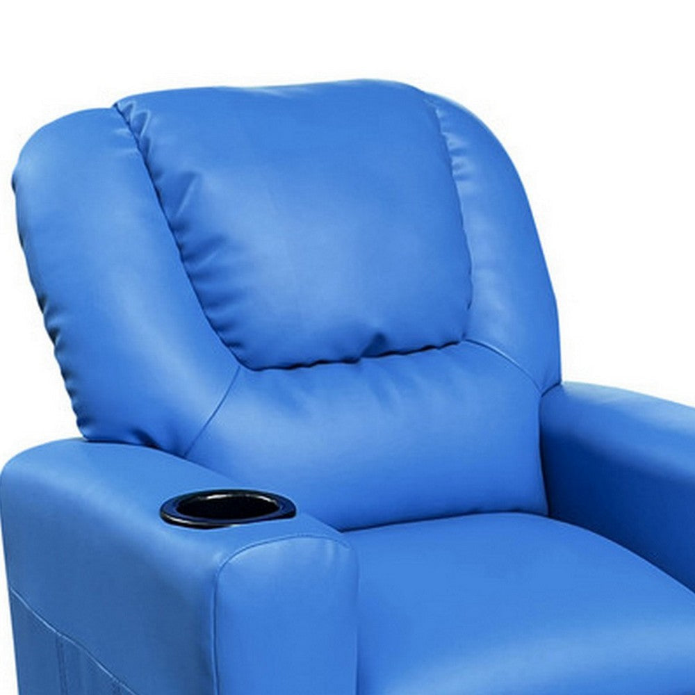 Nik Youth Recliner Chair Cup Holder Padded Seat and Back Blue BM296015