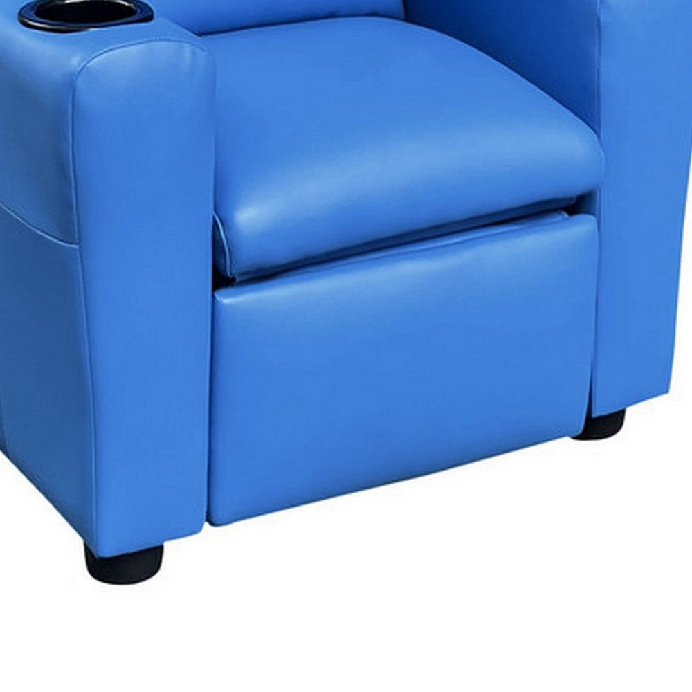 Nik Youth Recliner Chair Cup Holder Padded Seat and Back Blue BM296015