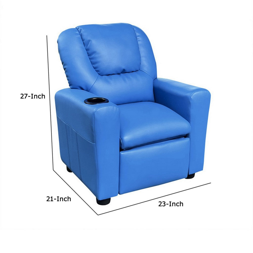 Nik Youth Recliner Chair Cup Holder Padded Seat and Back Blue BM296015