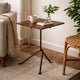 20 Inch Modern Square Accent Table, Gray Metal Tripod Base, Dark Brown Wood
