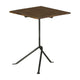 20 Inch Modern Square Accent Table, Gray Metal Tripod Base, Dark Brown Wood