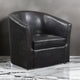 Swivel Accent Chair | 30" | Barrel Back | Brown Faux Leather