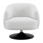32 Inch Barrel Foam Accent Chair Swivel Pedestal Base Beige Boucle Fabric By Casagear Home BM296075