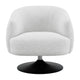 32 Inch Barrel Foam Accent Chair Swivel Pedestal Base Beige Boucle Fabric By Casagear Home BM296075