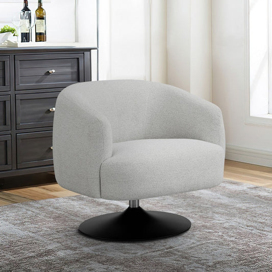 Swivel Accent Chair | 32" | Pedestal Base | Beige Boucle Fabric