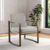 29 Inch Modern Accent Armchair, Bronze Arms and Base, Cream Faux Leather